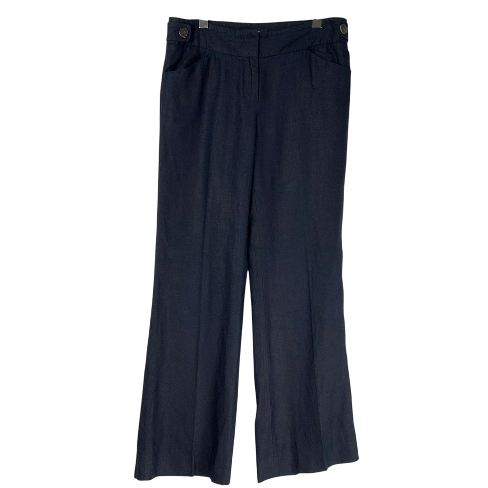 J.Crew Baird McNutt Linen Wide Leg Pants Navy Blue Favorite Fit Size 6